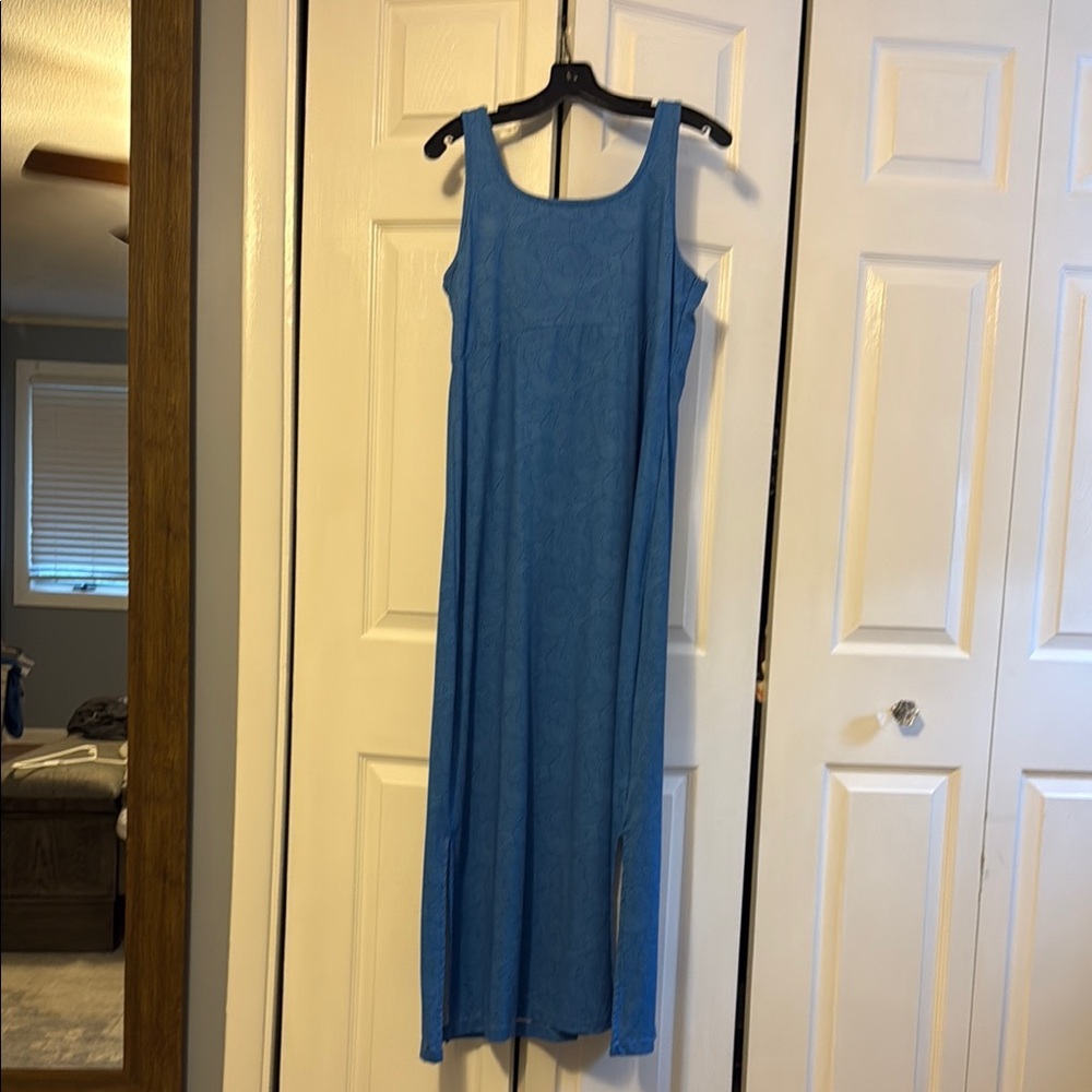 Columbia Blue Pattern Performance Maxi Dress